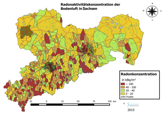 Grafik Radonkarte Sachsen 2